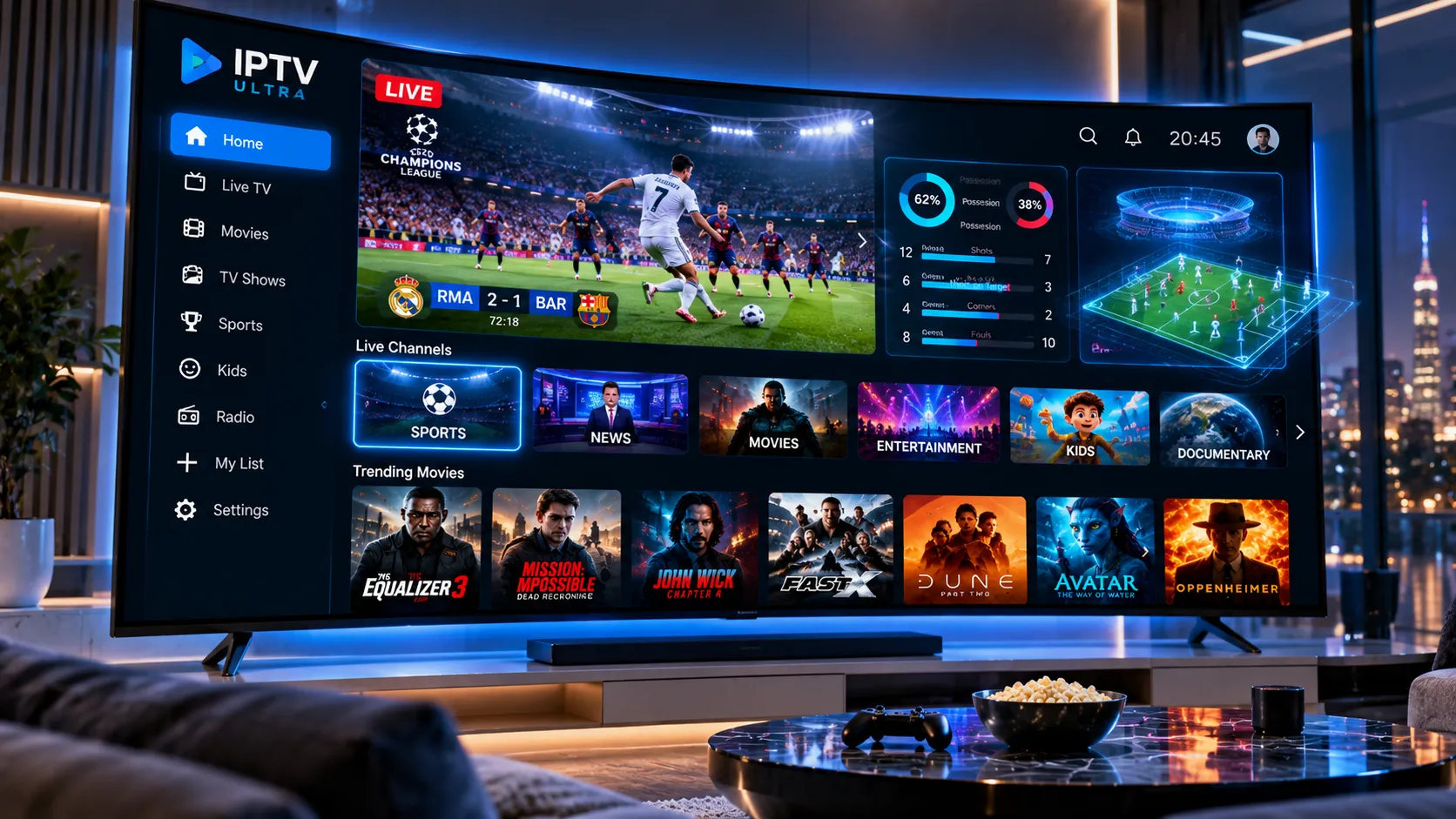 Kostenaufstellung und Preisvergleich verschiedener IPTV-Tarife auf einem Taschenrechner-Display